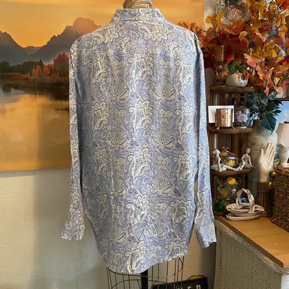 Tommy Bahama Other - Men's 100% Linen Shirt Coastal Beach Paisley XL Blue Long Sleeve Taso Elba